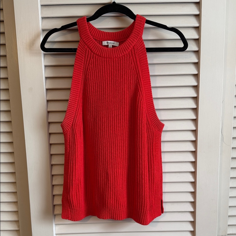 Madewell Tomato Red Knit Halter Sweater - Large